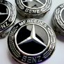 4 x Gloss Black 75mm  MERCEDES BENZ wheel CENTER CAPS (very strong fit, aluminum top) new style, for new models Image 2