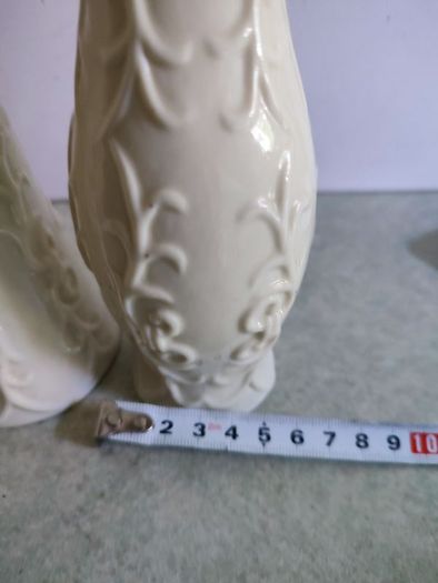 Set Of 2 White Vases With Gold Rim Is Not Stamped.