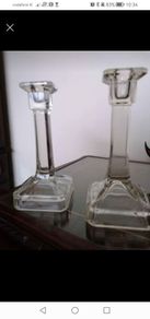 Pair of Beautiful glass candlestick holders for sale. E15 for two or E25 for four.
