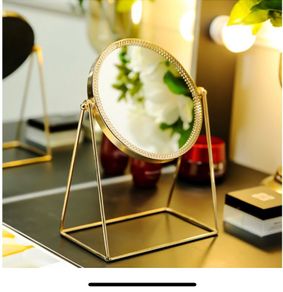360 Rotation Metal Makeup Mirror Single Sided Vintage Vanity Mirror Golden like new