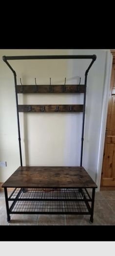 hall stand, coat rack with bench