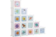 Storage cabinet for children shelving system with 15 cubes,