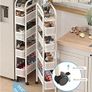 Premium Metal Kitchen Storage Trolley with Pull out Basket Narrow 5 Tier, Vegetable Fruit Organiser Rack Utility Rolling Cart on Lockable Wheels, Pantry Shelf Slim Shelving Unit, White Image 3