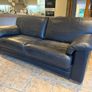 Black Leather Sofa Bed Double Bed Conversion Image 2