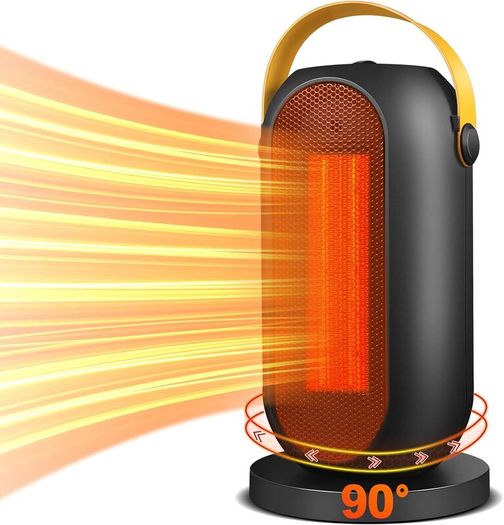 Low Energy Silent, 600W / 1200W PTC Electric Heater with Tip-Over and Overheat Protection, 3 Adjustable Modes & Thermostat, Suitable for Office Home Dorm