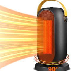 Low Energy Silent, 600W / 1200W PTC Electric Heater with Tip-Over and Overheat Protection, 3 Adjustable Modes & Thermostat, Suitable for Office Home Dorm