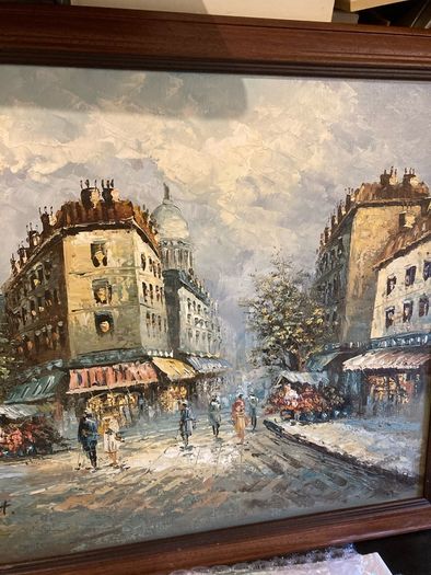 Large painting street scene France