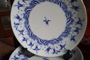 Minton Japanese Crane Antique plates 1870's by Christopher Dresser