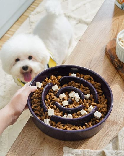 Ceramic Slow Feeder Dog Bowl Medium 675ml Puzzle - Brand New Sealed