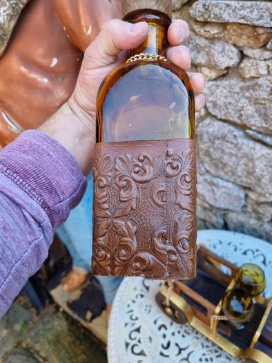 antique wooden car decanter set