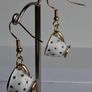 White & Gold Spotty Mini Teacup Drop Earrings Image 5