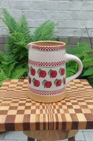 Nicholas Mosse Apple Pattern Large Cylinder Jug, 7.5" Tall, Retired Shape, Some Crazing