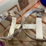 Vintage 1950s Cobalt Blue Glass & Silver Chrome Double Table Basket Image 6