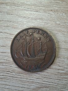 Great Britain UK 1937 Half Penny George VI Coin - free standard postage