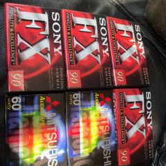 6 blank new sealed audio cassette tapes Sony and Mitsubishi