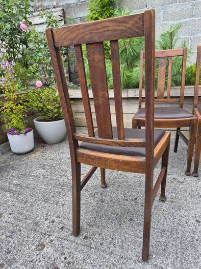 Set of 4 Arts & Crafts oak dining chairs