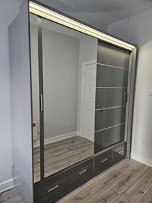 Sliding Doors Wardrobe S 203cm LED - Grey