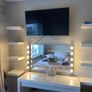 White dressing table with mirror, Hollywood lights, shelves and chair Image 4