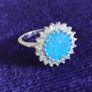 Silver 925 Cluster Ring with Lab Blue Opal CZ. Image 7
