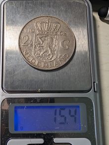 1962 Dutch 2 1/2 Guilders silver