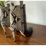 Authentic Paris Texas python snakeskin leather two tone ankle boots 100mm approx. Size 3 Image 2