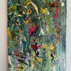 Clearance - Original Painting Original Floral in Abstract Landscape Pondscape Irish Art