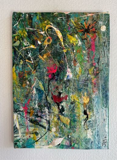 Clearance - Original Painting Original Floral in Abstract Landscape Pondscape Irish Art