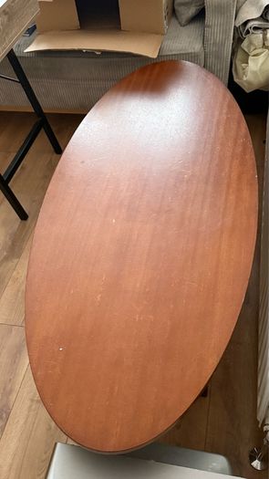 Large Vintage-Style Oval Wooden Coffee Table