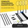 Outdoor Badminton Net Set with Anti-Sag Winch System - Official Size 6.1x1.55m, 4 Rackets, 3 Badminton Balls, Durable PE Net and Carrying Bag for Backyard, Beach and Family Games Image 6