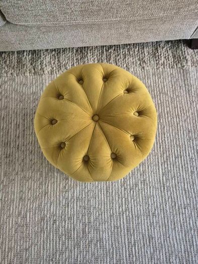 Gold velvet buttoned footstool