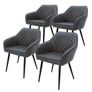 Dining chair set of 4 diamond quilting faux leather Brown or Grey Image 6
