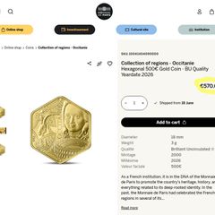 France 500 Euro Gold (.9999) Brilliant Uncirculated Coin 2026 - Occitanie - Collection of regions