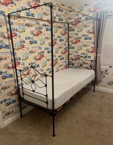 Antique Edwardian four poster iron Single beds x 2 available, with mattress