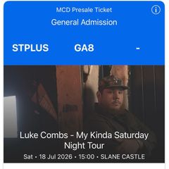 Luke Combs Slane Standing Plus tickets