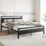 King Size Bed Frame with Wooden Headboard,Heavy Duty Metal Platform Image 8
