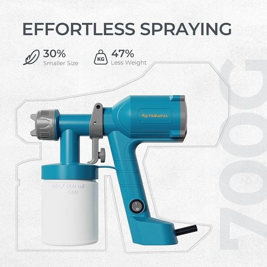 Fence Paint Sprayer, Tilswall Upgraded HVLP Electric Paint Spray Gun with 2 Nozzles & 3 Spray Patterns for Walls, Fences, Furniture, Cabinets, Sheds, DIY Projects, Blue