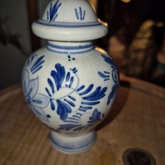 Vintage Delft miniature lidded jar