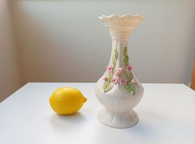 Belleek Cherry Blossom (Island) Vase with 3D cherry blossoms on two parts porcelain made in Ireland  H 21cm