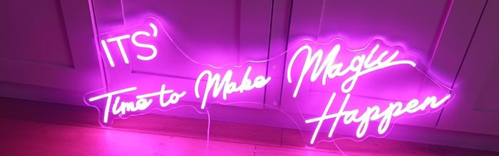 Man Cave XL Pink Neon Sign - It's Time To Make Magic Happen