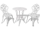 3 Piece Bistro Set Cast Aluminium White