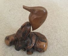 Vintage wood carving of bird