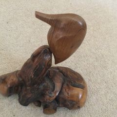 Vintage wood carving of bird