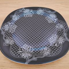 New Meadows and Byrne 7 black and white porcelain side plates