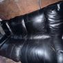 Black leather recliner sofa Image 3