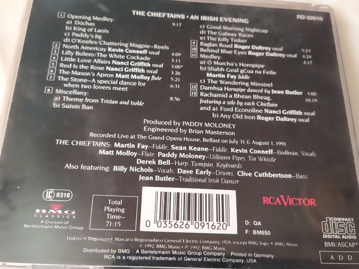 The Chieftains - An Irish Evening Cd