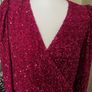 Sequin dress party dress Other Stories with a wrap silhouette padded shoulders pink lined size 42/ M BNWT Image 2