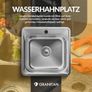 Sink with Siphon 38 x 38 cm - Built-in Steel Sink - Stainless Steel Sink with Tap Hole Image 4