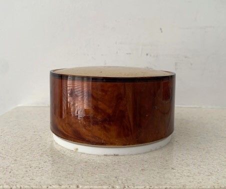 Vintage Hermes Paris Powder Puff  Faux Tortoise Lid 1970s
