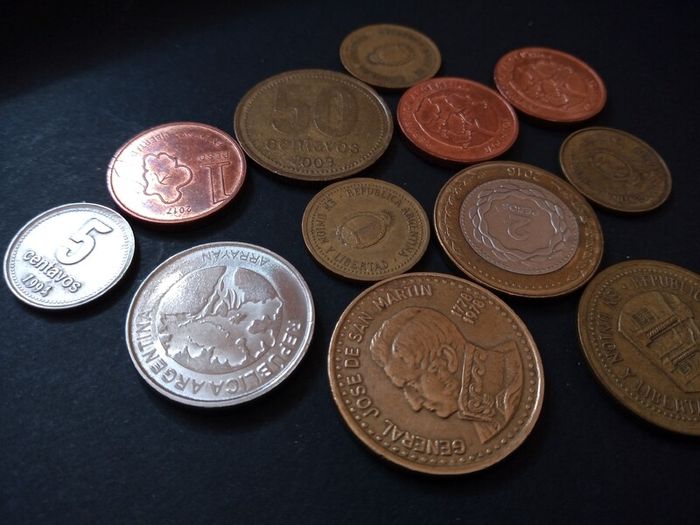 Collection of 12 different coins from Argentina