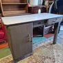 industrial steel desk featuring a light-colored laminate top Image 2